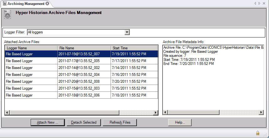 Reattaching Archived Files in Hyper Historian