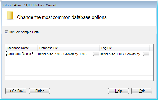 Change database configuration