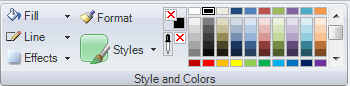 Styles and Colors Section of the 2D Home Ribbon in GraphWorX64