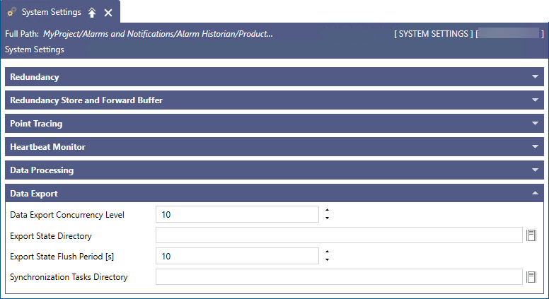 Configuring Data Export System Settings