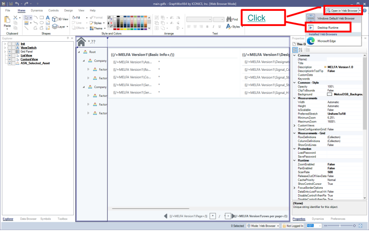 Runtime button on main screen