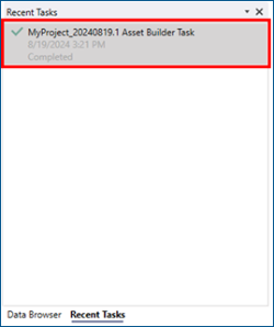 Asset Builder Task in Recent Tasks