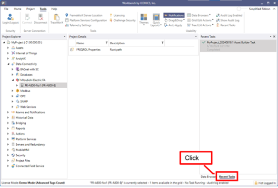How to view Recent Tasks
