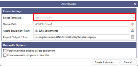 “Select Template” settings