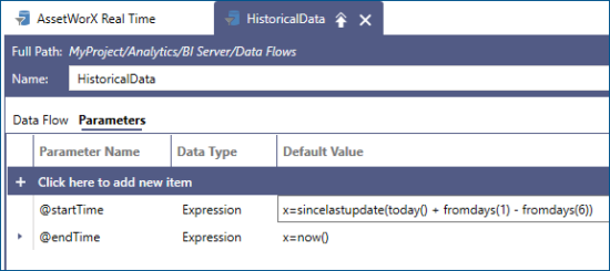 BI Data Flow Parameters