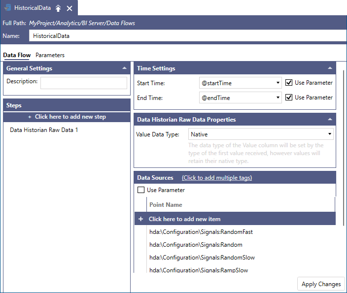 Using BI Data Flow Parameters