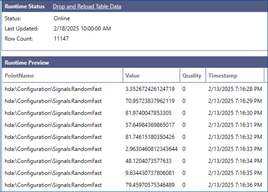 BI Data Table Runtime View