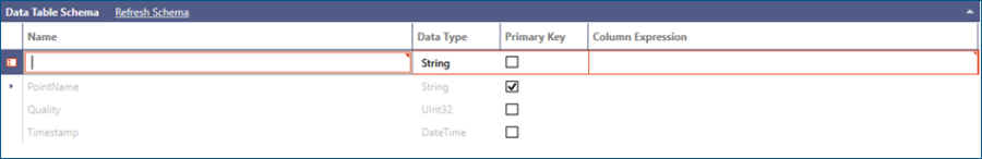 Add New Column in Data Table Schema Panel