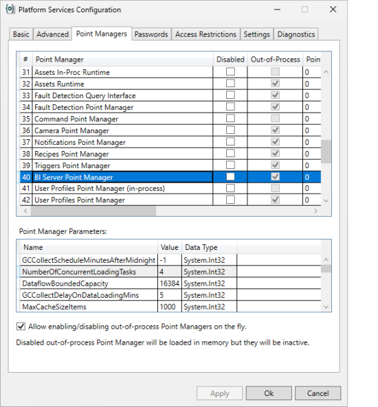 Workbench Platform Services Configuration Form