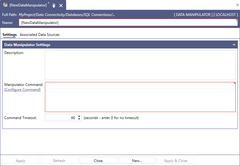 Data Manipulator window