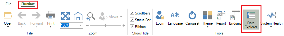 data explorer in GraphWorX toolbar