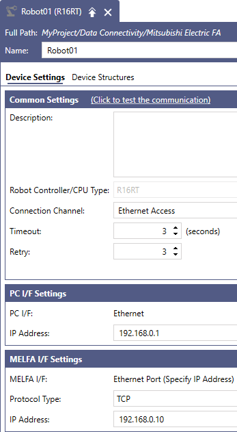 Connect to Robots via the iQ-R CPU+R16RT Robot CPU